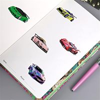 Autocollants de super voitures pour adultes, vinyle résistant personnalisé, autocollants de course imperméables pour bouteilles d'eau, ordinateurs portables, skateboards et casques