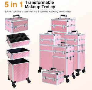 Valise de maquillage professionnelle en aluminium avec fermeture à cadenas, grande capacité, portable, pour les coiffeurs, utilisation en salon de beauté - Product Image 1