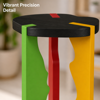 Table d'appoint en bois d'inspiration artistique, pieds découpés abstraits et colorés, meuble d'appoint minimaliste pour salon et chambre, Guangdong Interior