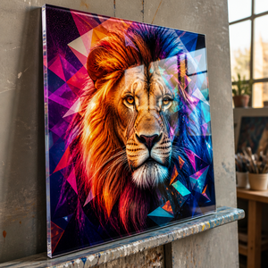 Stampa Acrilica Moderna <span class=keywords><strong>di</strong></span> Leone in Stile Pop Art Surrealista, Dipinto Colorato Lucido del <span class=keywords><strong>Re</strong></span> degli Animali per Arredamento Casa e Ufficio - Product Image 2