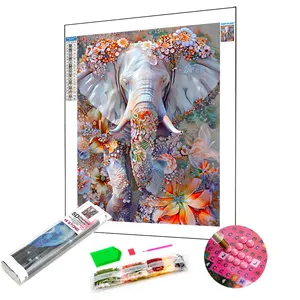 Fai da te fiore elefante personalizzato 40*50 diamantati kit di pittura per adulti trivellazione completa diamante rotondo 5d Diamond Painting