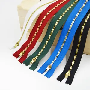 High Quality Multi-colors Custom Length Good Price Wholesale Single Lock/ Double Lock 4.5 YG 4YG 5YG Metal Zipper for Jeans