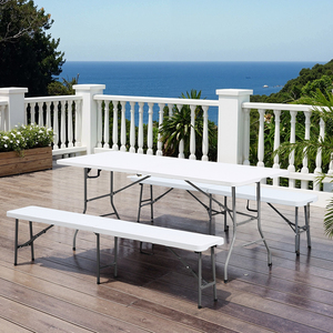Banc pliant portable en gros, 1,8 m de long, assise en PEHD, structure en acier, imperméable, écologique, mobilier de jardin extérieur <span class=keywords><strong>pour</strong></span> terrasse - Product Image 4