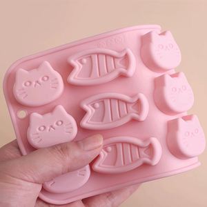 12 Cavity 3D Cat Fish Shaped Food Grade Silicone Cake Mould Eco Friendly High Low Temperature Resistant <b>Baking</b> Cake Tools - Product Image 3