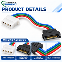 Kabel Adaptor Daya SATA 15 Pin ke 4 Pin IDE untuk HDD DVD Komputer Desktop