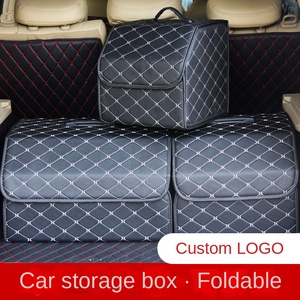 Caja de almacenamiento grande multifuncional de cuero plegable organizador de coche diseño de lujo asiento fácil coche almacenamiento maletero almacenamiento viaje