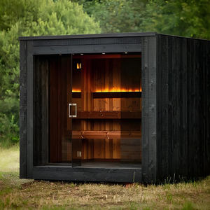 Sauna Quadrata con Porta Frontale a Apertura Completa e Veranda, Design Moderno, Stufa Elettrica a Infrarossi Lontani per Uso Commerciale - Product Image 5