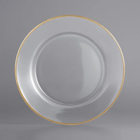 Assiettes de charge en verre 13 \ "écologiques en gros d'usine, bordure transparente en or rose blanc noir pour décorations de mariage
