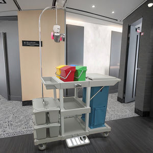 Chariot de nettoyage multifonctionnel commercial pour hôtel, en plastique, avec double seau, pour le service de nettoyage - Product Image 5