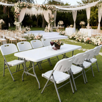 Tables en plastique en gros, rectangulaires, 6 pieds et chaises pour événements festifs, diamètres de 70 cm