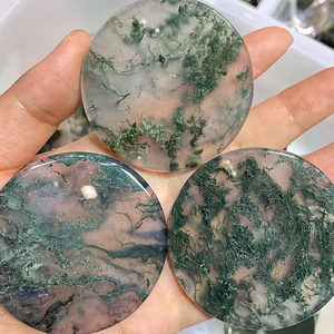 En gros, disques ronds d'agate mousse en pierre naturelle, sous-verres, médicinale, cadeau d'Halloween - Product Image 2