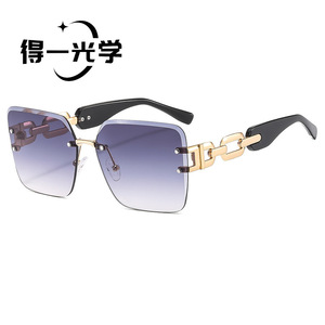 Frameless Metal Chain <b>Sunglasses</b> UV400 Women Outdoor - Product Image 4