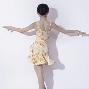 Traje de Baile Vintage para Niñas, Falda con Volantes y Rosas 3D, para Salsa Latina, <span class=keywords><strong>Jazz</strong></span>, Baile Contemporáneo, Competencia y Entrenamiento - Product Image 6