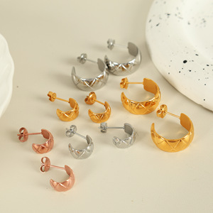 Moon Shape Geometric <b>Stud</b> Earrings In Gold Silver Rose Gold <b>Titanium</b> Steel For Unisex Fashion Jewelry - Product Image 1