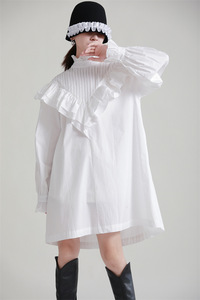 Nuovo <span class=keywords><strong>abito</strong></span> Audrey Hepburn <span class=keywords><strong>con</strong></span> <span class=keywords><strong>balze</strong></span> agariche Design gonna camicia a pieghe autunno 2024 retrò <span class=keywords><strong>abito</strong></span> donna abiti - Product Image 2