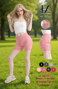 Shorts taille haute pour femmes HZL, en coton et élasthanne, tricotés, respirants, avec poches, vêtements décontractés - Product Image 2