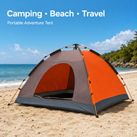 Tente de camping automatique portable en tissu Oxford quatre saisons, imperméable, avec revêtement argenté, pliable, pour 1-2 ou 3-4 personnes