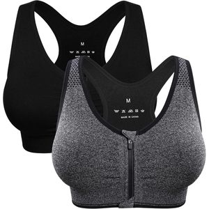 Sujetador deportivo con cremallera frontal para mujer, sin aros, espalda cruzada, cuello redondo, para yoga y ropa deportiva, talla M, hecho en China - Product Image 1