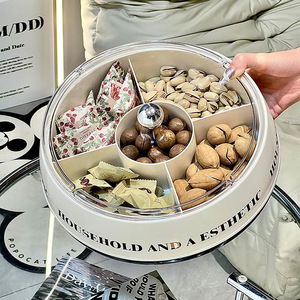 <b>Rotating</b> Fruit Plate Plastic 5 Compartment Snack Tray For Home Living Room <b>Coffee</b> <b>Table</b> Dried Fruits Nuts Candies Storage - Product Image 1