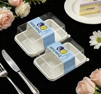 Boîte à gâteau carrée en plastique PET transparent jetable à usage unique pour macarons et pain