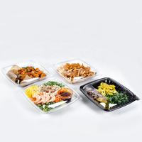 1 compartiment 32oz plat alimentaire en plastique repas préparé emballage à emporter plateau à crevettes avec couvercle