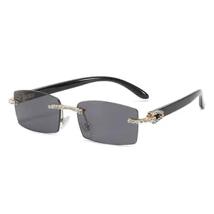 2024 New Personality Women Men Rimless Sun Glasses Diamond-encrusted Square Frameless Sunglasses