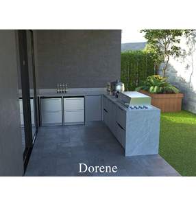 Cucina da Esterno a <span class=keywords><strong>L</strong></span> di Lusso Dorene 2026 con Set Kamado e Coperchio, <span class=keywords><strong>Isola</strong></span> per Blackstone, Joe Roof Grill, Griddle e Frigorifero - Product Image 4