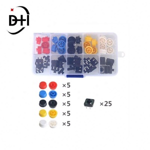 สวิตช์สัมผัส 25 ชิ้น พร้อมฝาครอบปุ่ม สีสันหลากหลาย DIY สวิตช์ไมโครแบบกล่อง 12 * 12 * 7.3 มม. - Product Image 3