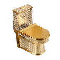 Ensemble de luxe d'évier de salle de bains de toilette d'or de galvanoplastie
