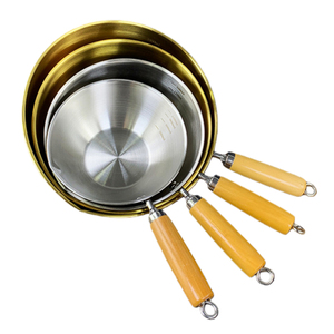Ensemble de casseroles classiques en acier inoxydable 20/22/26/28 cm, marmite, wok profond, poêle à frire avec manche en bois - Product Image 3