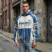 Veste matelassée en toile bleue pour homme, personnalisable OEM/ODM, qualité supérieure, respirante, style patchwork, tendance streetwear