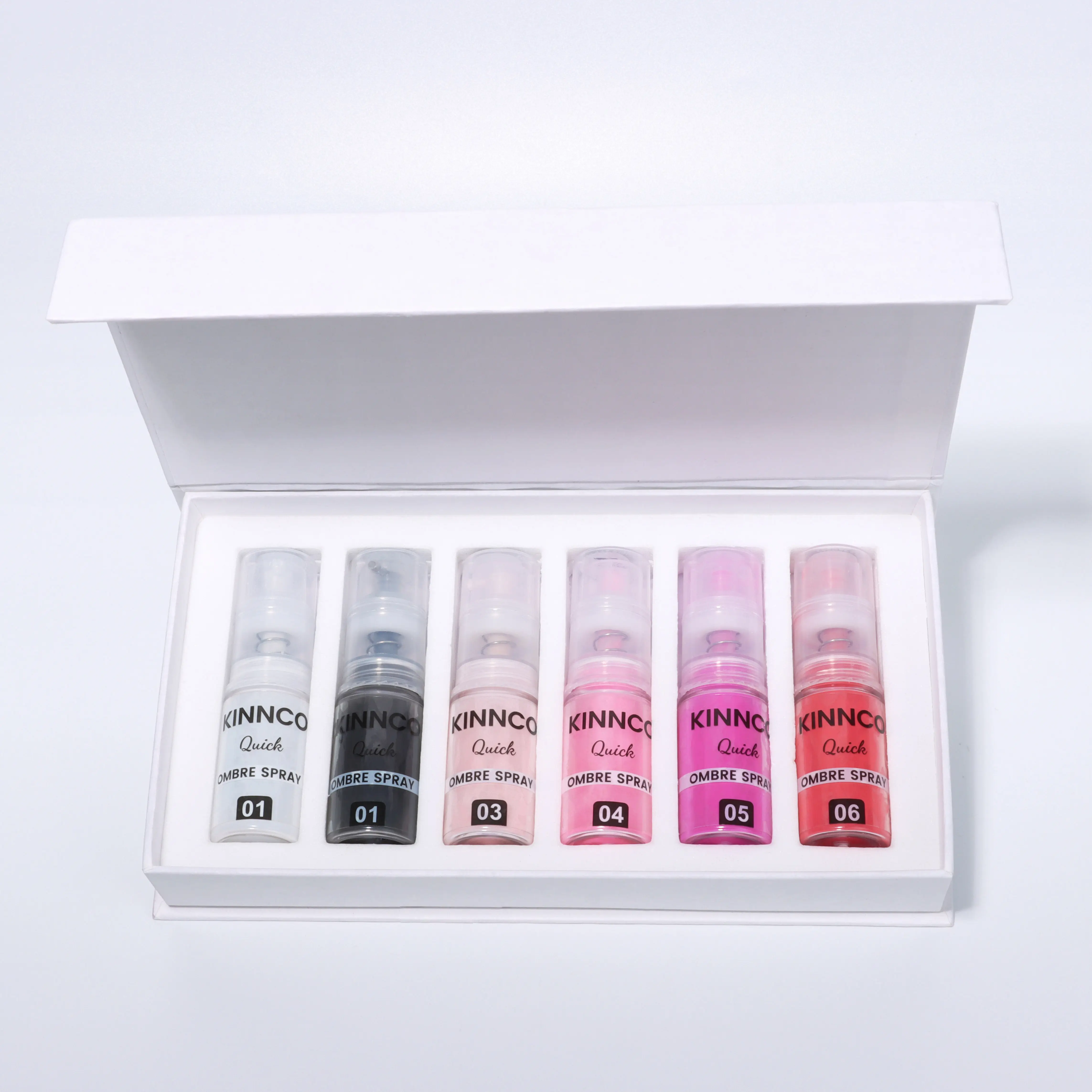 2024 kinnco Nueva llegada de polvo Venta caliente para productos de uñas increíble efecto degradado nail art 12 Color Kit ombre spray nail proveedor