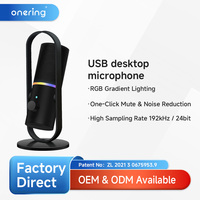 Yarmee Nuovo Design Microfono a Condensatore Cardioide USB-C da Scrivania 192kHz 24bit RGB Premium con Supporto per Gaming e Studio Domestico
