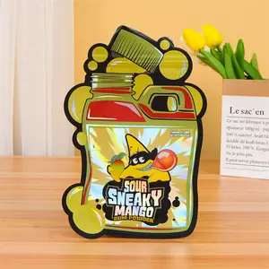 Bolsas de comida impresas personalizadas de forma especial de grado alimenticio para bolsas de hojas de té de caramelo bolsas de goma de fruta