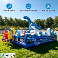 Grande aire de jeux gonflable sur le thème du monde marin, parc de jeux gonflables d'animaux marins, aire de jeux gonflable commerciale en plein air