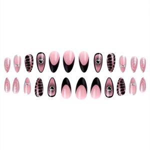 <span class=keywords><strong>Uñas</strong></span> Postizas en Oferta, <span class=keywords><strong>Diseño</strong></span> Francés Negro Mármol Oscuro, Estilo Occidental, <span class=keywords><strong>Uñas</strong></span> Postizas con <span class=keywords><strong>Diseño</strong></span> <span class=keywords><strong>de</strong></span> Corazón, Puntas <span class=keywords><strong>de</strong></span> <span class=keywords><strong>Uñas</strong></span> Removibles - Product Image 5