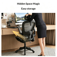 Chaise de bureau ergonomique moderne en tissu maillé avec accoudoirs rotatifs en forme d'arc réglables, confortable pour la maison, le bureau ou la chambre