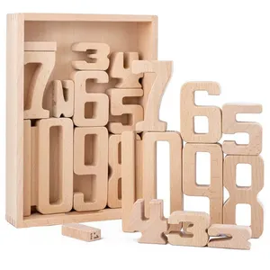 Blocs de chiffres arabes en bois Montessori, 2 pièces, aide à l'enseignement les mathématiques pour les maternelle, Cubes pour chiffres