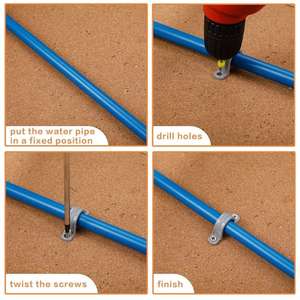 Support de tuyau en PVC CUL, support de conduit en plastique rigide avec clips en U, pinces pour tuyaux de 1/2 po à 3 po, taille de filetage de 1/2 po, usage domestique - Product Image 4