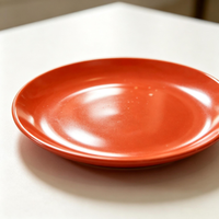 Assiette de présentation en porcelaine rouge orangé brillant avec motif personnalisé, classique, 19 cm, compatible lave-vaisselle, pour mariage, fête, vaisselle de table à domicile