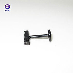 Piercing Labret pour Enfants en Acier Chirurgical 316L, Filetage Interne, 6 Zircons CNC, Plaqué Or Noir PVD, Forme Lune, Cadeau - Product Image 4