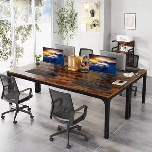 Wabi-sabi Furniture Extra Long Birch Surface Wood Computer Desk for Worker Double Long Wood Wabi-sabi Desk <strong>Pc</strong> <strong>Table</strong> Workstation - Product Image 1