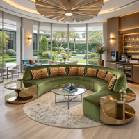 Ensemble de canapés modulaires en flanelle de luxe italienne moderne, garnissage en velours et éponge, bords incurvés, pour salon de villa, meubles design