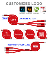 Câble de données rétractable personnalisé 3-en-1 avec logo Vente en gros 1.5m de câble micro multifonction multi USB Type-C Câble de charge