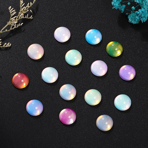 คริสตัลแก้วทรงครึ่งวงกลมก้นแบน สีรุ้ง สำหรับตกแต่งเล็บ งาน DIY เครื่องประดับ ขนาด 10 มม. แบบกลมวิบวับ - Product Image 2