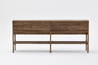 Table console en bois de pin recyclé noir brossé mat de style classique Tables console modernes Meubles de salon