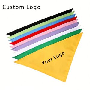 Custom Logo Promotional Dog Neckwear Bandanas Silk Screen Printed Plaid Triangle Double Layer Multifunction Hot Sale - Product Image 5