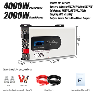 Convertisseur DC/AC à onde sinusoïdale pure MYAMi 4000W 2000W pour usage automobile et domestique 12V/24V/48V/110V/220V - Product Image 3