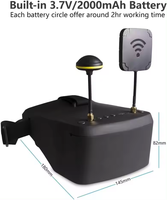 LS-800D DVR Lunettes FPV pour drone détachables de 5 pouces, avec vidéo 5.8G Diversity et casque intégré, Accessoires pour drone FPV