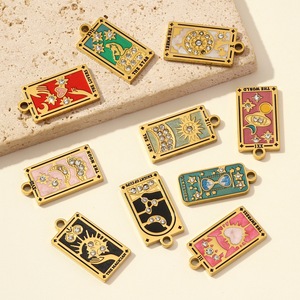 Dijes de Acero Inoxidable Chapados en Oro con Esmalte y Circonita, Diseño de Cartas del <span class=keywords><strong>Tarot</strong></span>, Emperatriz del Mundo, Amantes del Sol, para Collares y Pulseras - Product Image 2